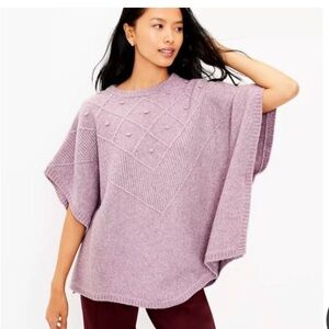 LOFT-Lavender Knit Poncho Sweater